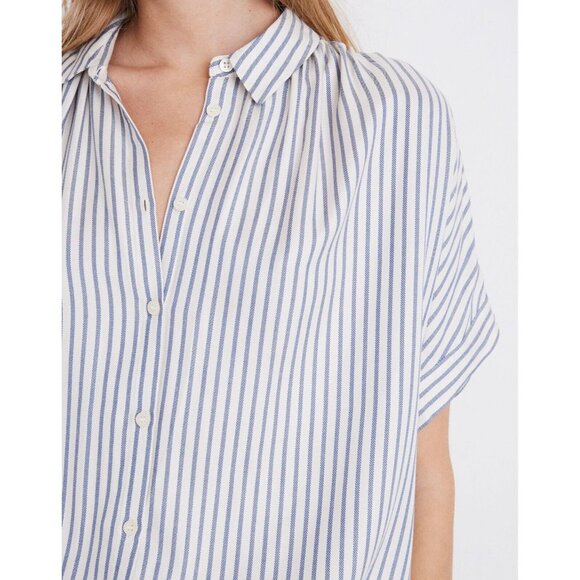 MADEWELL Central Dalton Stripe Lyocell Twill Oversized Shirt Top, Size XXL - Picture 4 of 15